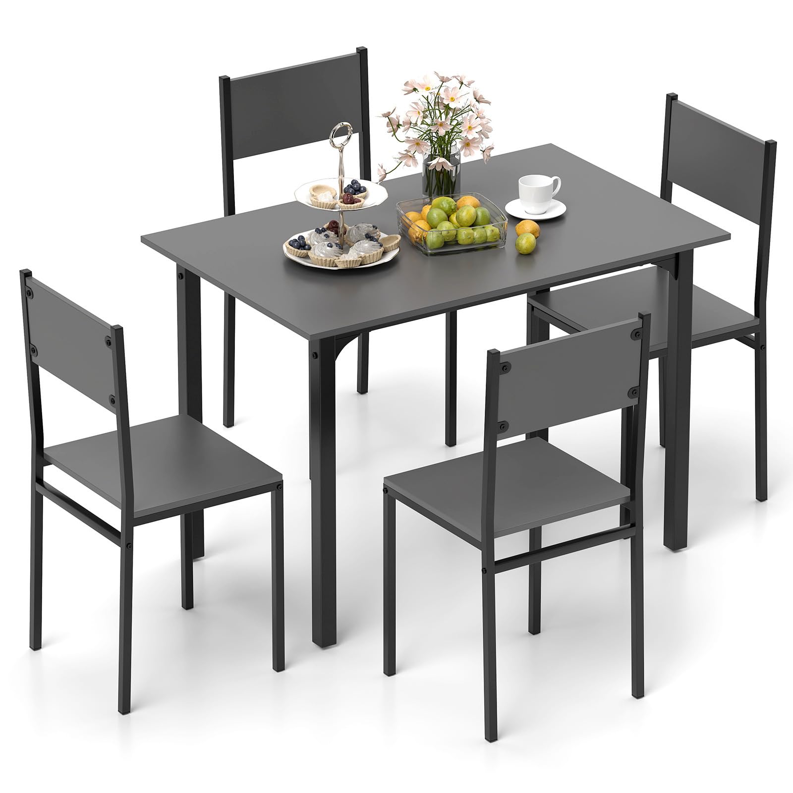 Tangkula Retro Kitchen Table and Chairs Set for 4